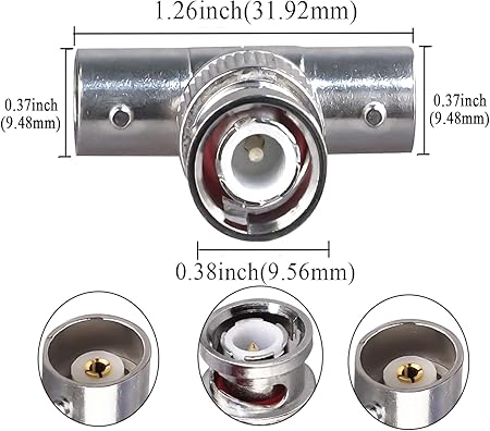 BNC Tee Adapter BNC Male to Dual BNC Female RF Coaxial Adapter - Pack - 1