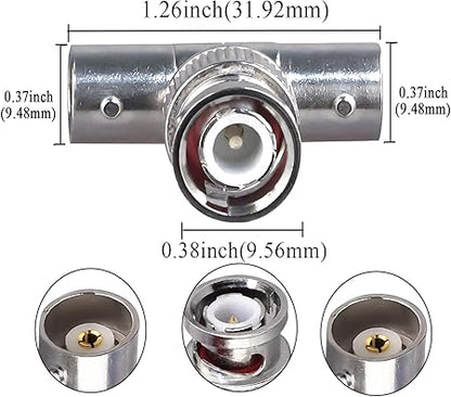 BNC Tee Adapter BNC Male to Dual BNC Female RF Coaxial Adapter - Pack - 1