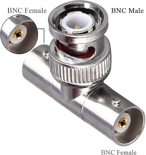 BNC Tee Adapter BNC Male to Dual BNC Female RF Coaxial Adapter - Pack - 1
