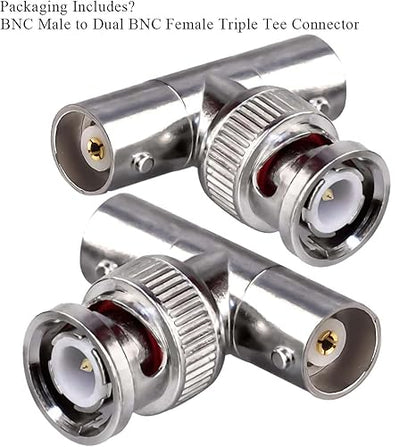 BNC Tee Adapter BNC Male to Dual BNC Female RF Coaxial Adapter - Pack - 1