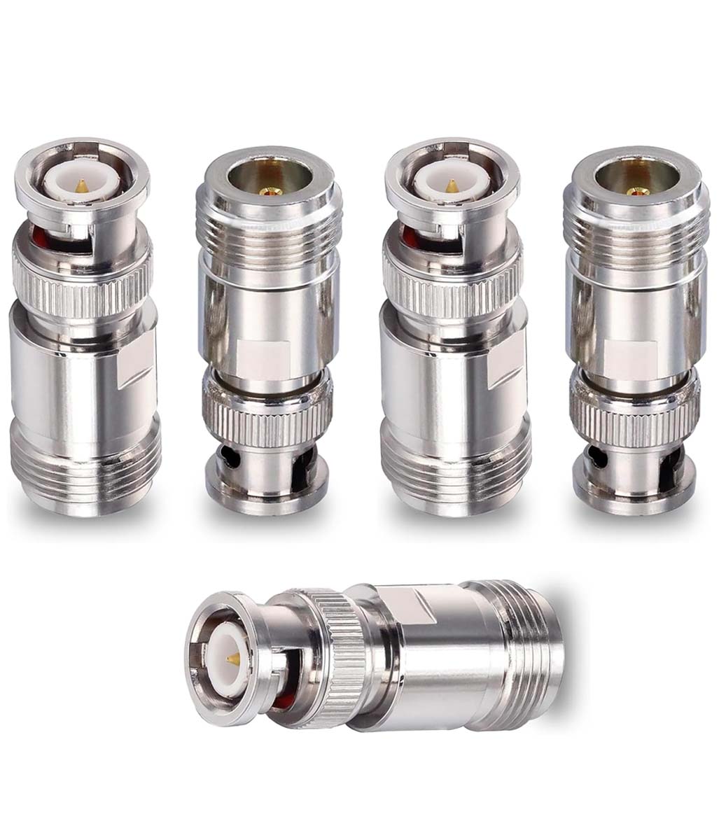 N Female to BNC Male Coax Adapter - Pack - 5