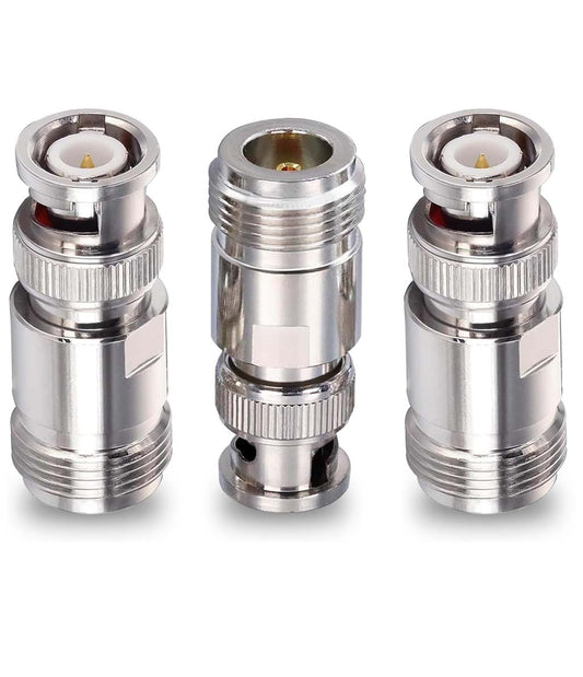 N Female to BNC Male Coax Adapter - Pack - 3