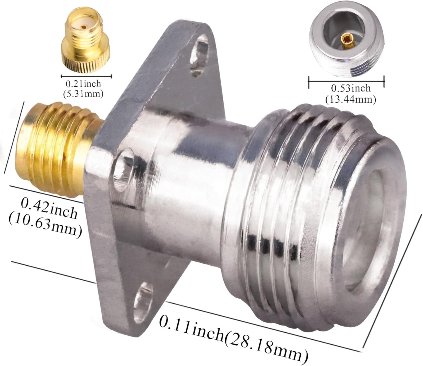 N Female to SMA Female Panel Mount 4 Hole 17.5mm Connector - Pack - 2