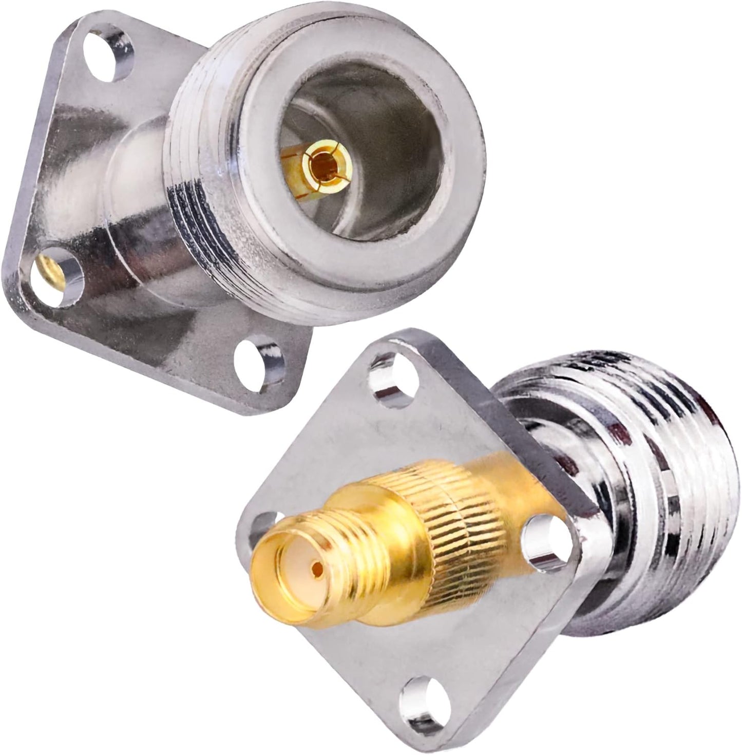N Female to SMA Female Panel Mount 4 Hole 17.5mm RF Coax Adapter - Pack - 1