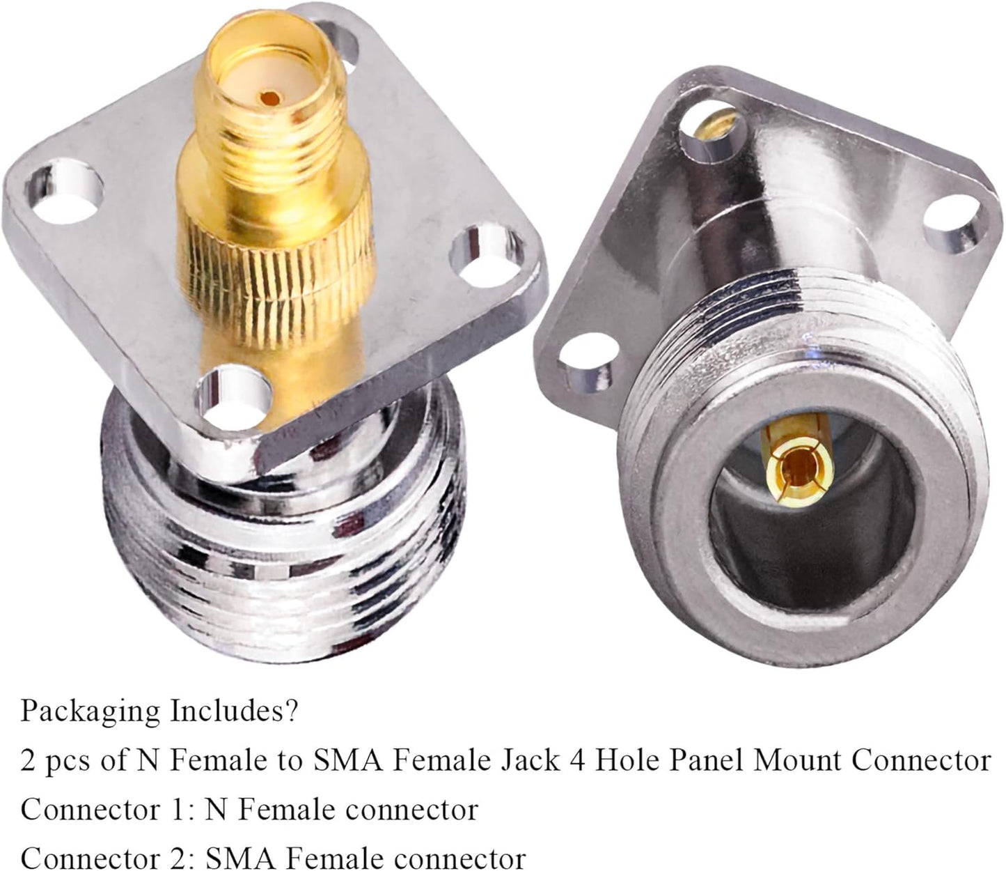 N Female to SMA Female Panel Mount 4 Hole 17.5mm Connector - Pack - 2