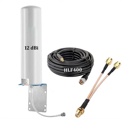 Omni Antenna 12-dBi with LMR 400 Cable 15 Meter and Splitter Cable