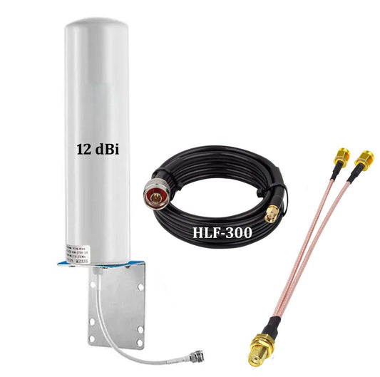 Omni Antenna 12-dBi with LMR 300 Cable 15 Meter and Splitter Cable