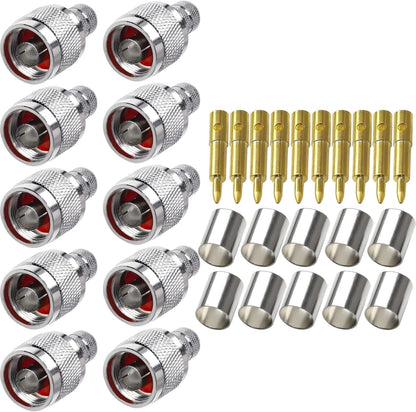 ABONIX N Male Crimp Connector for HLF-400 and LMR-400, Pack- 10