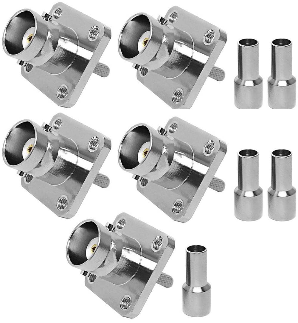 ABONIX BNC Female 4-Hole Crimp Connector for RG316/RG174- Pack- 5