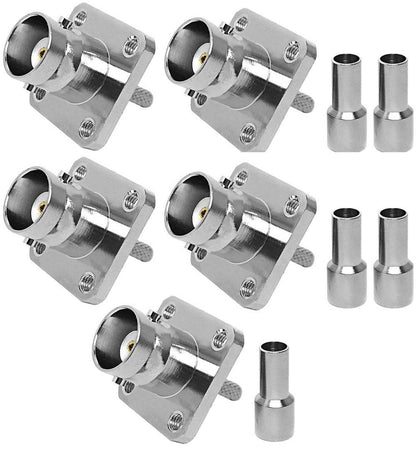 ABONIX BNC Female 4-Hole Crimp Connector for RG316/RG174- Pack- 5