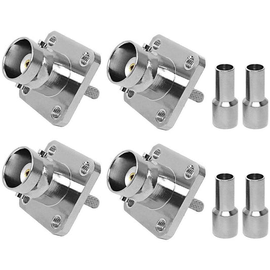 ABONIX BNC Female 4-Hole Crimp Connector for RG316/RG174- Pack- 4