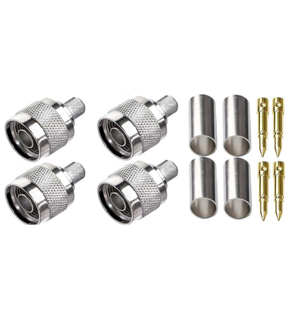 ABONIX N Male Crimp Connector N Type Plug Adapter, Pack- 4