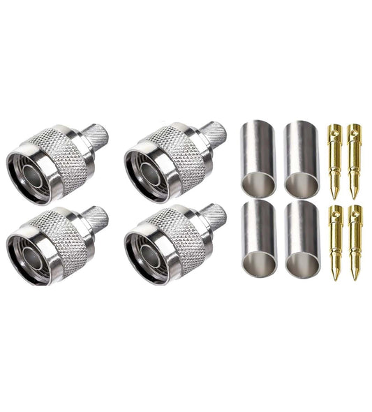 ABONIX N Male Crimp Connector N Type Plug Adapter, Pack- 4