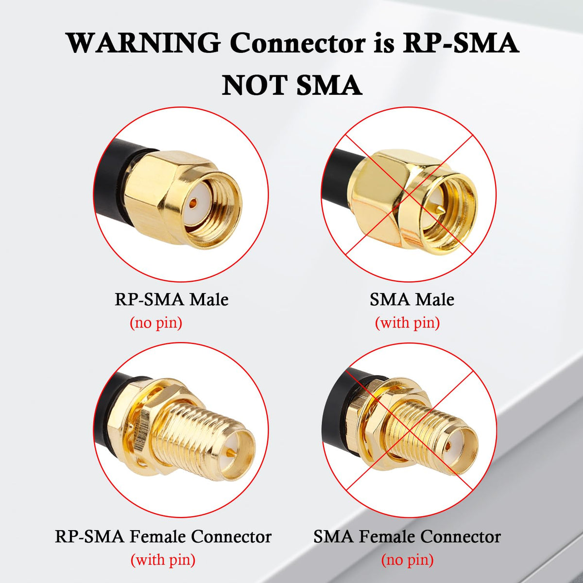 RG316 RP-SMA Male to RP-SMA Female Extension Cable 1FT