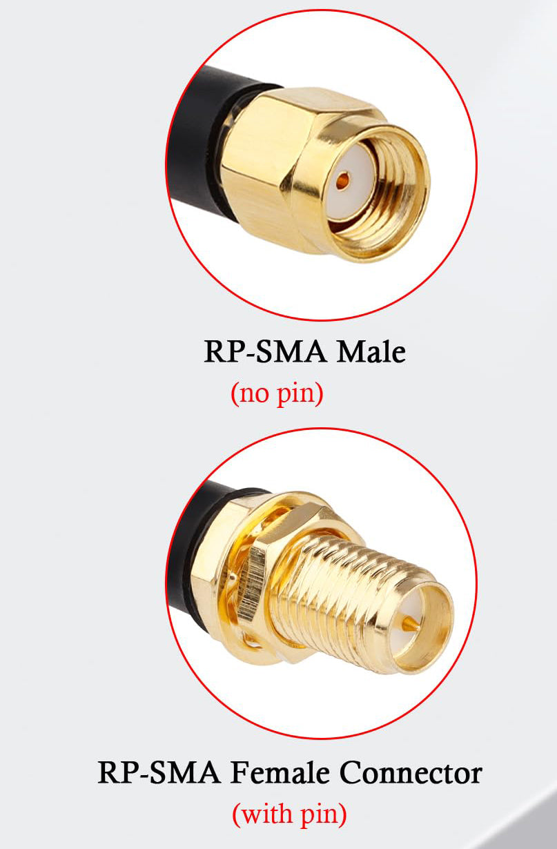 RG316 RP-SMA Male to RP-SMA Female Extension Cable 1FT