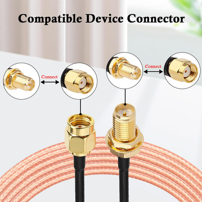 RG316 RP-SMA Male to RP-SMA Female Extension Cable 1FT