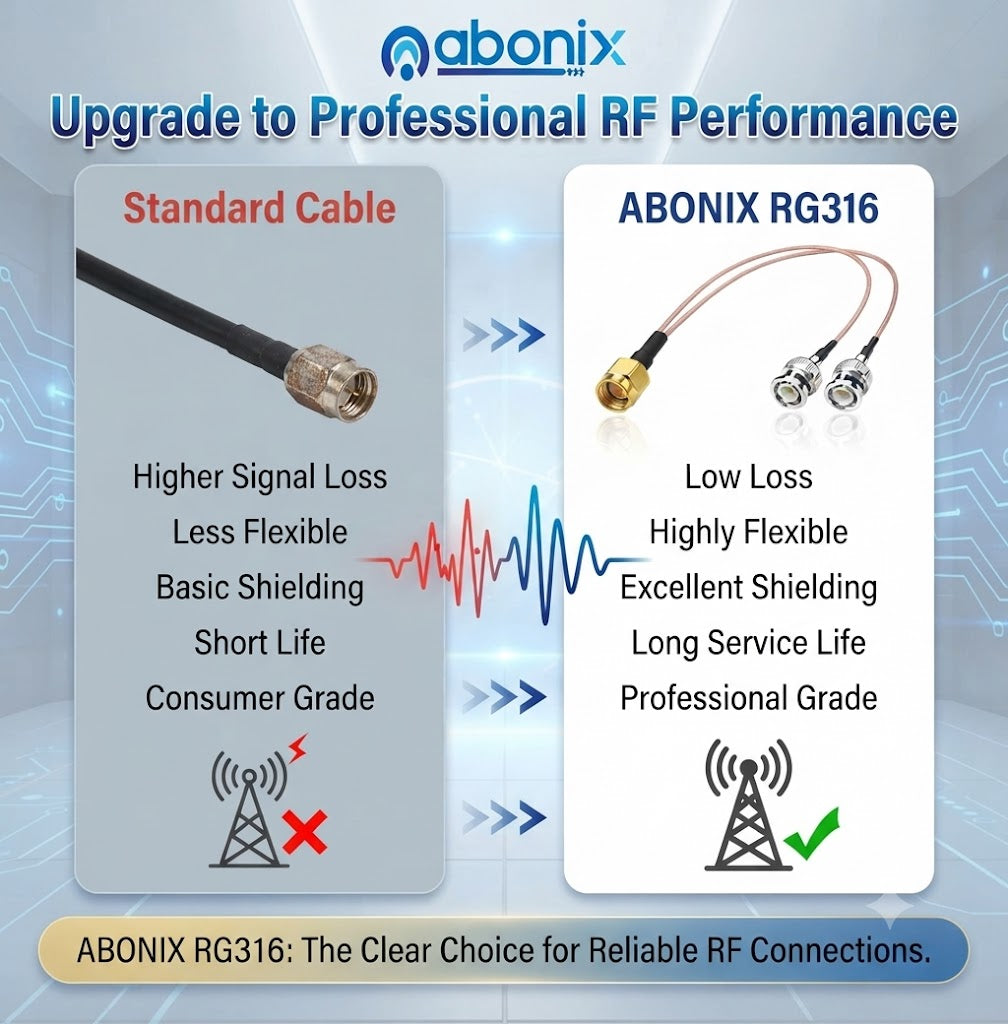 RG316 SMA Male to 2 BNC Male Y Splitter RF Coaxial Cable 30cm (1FT)