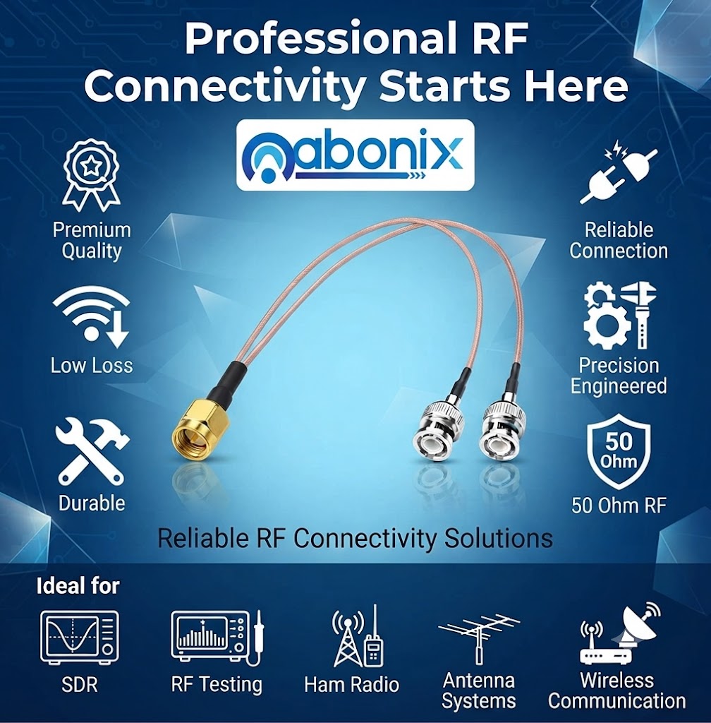 RG316 SMA Male to 2 BNC Male Y Splitter RF Coaxial Cable 30cm (1FT)