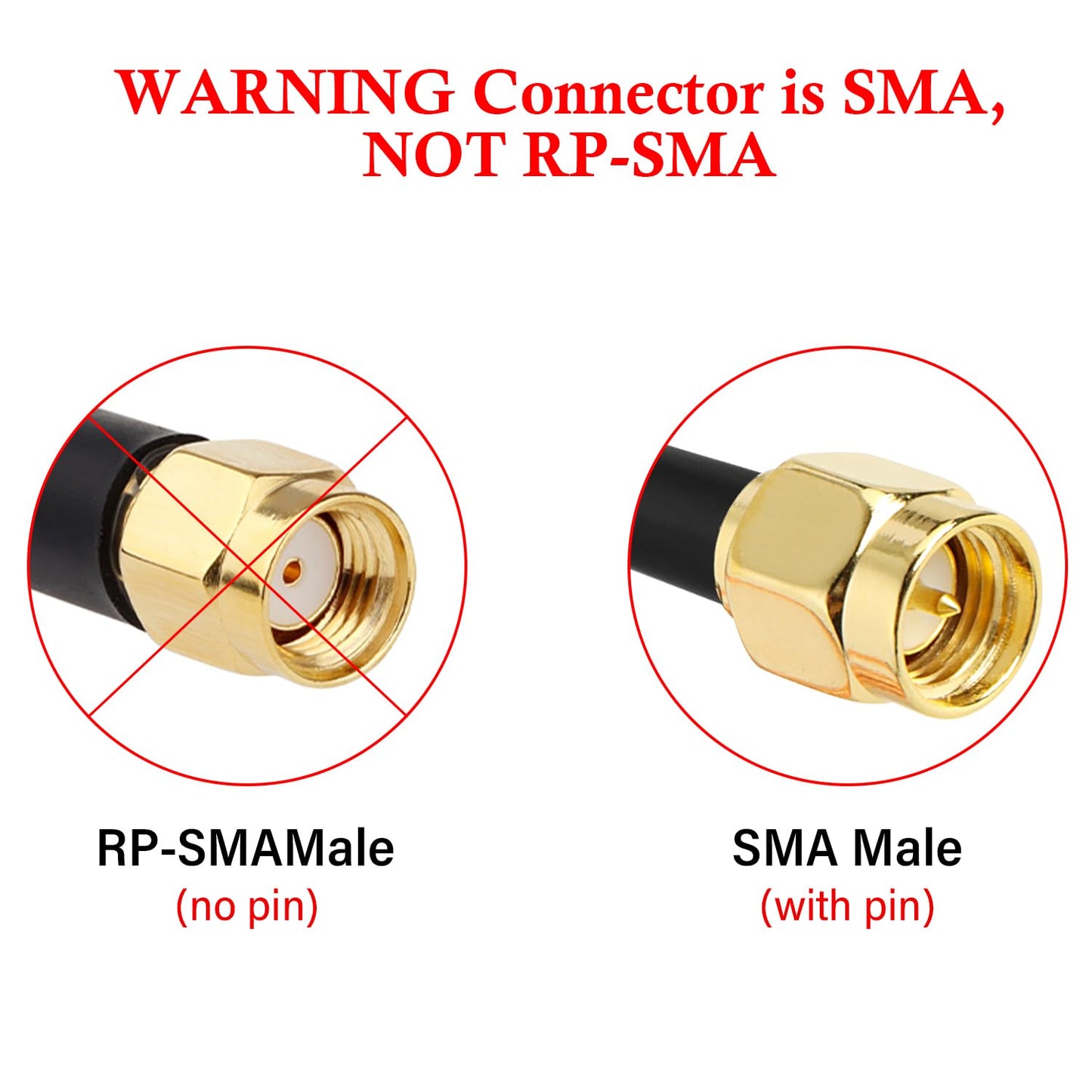 ABONIX BNC Male to SMA Female Cable 1FT RG316 50 Ohm