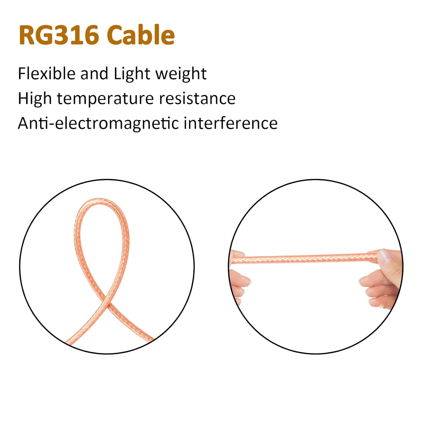 ABONIX SMA Male to N Male RG316 Cable 1M, 50 Ohm RF Antenna Extension Cable Pack- 1
