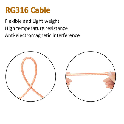 ABONIX SMA Male to N Male RG316 Cable 1M, 50 Ohm RF Antenna Extension Cable Pack- 1