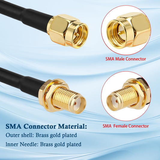 ABONIX RG316 SMA Male to SMA Female Coaxial Cable 1 Meter (Pack of 1)