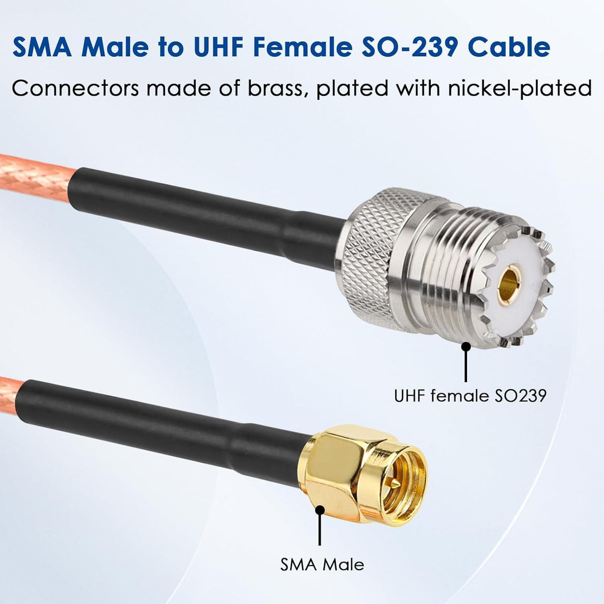 ABONIX RG316 SMA Male to UHF Female Coaxial Cable 2FT, Pack-1