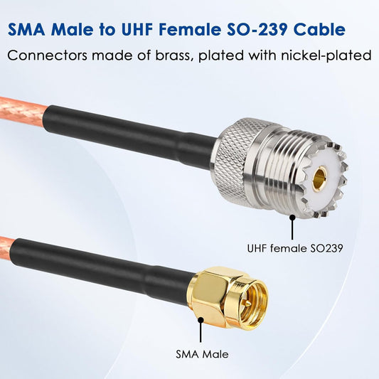 ABONIX RG316 SMA Male to UHF Female Coaxial Cable 3FT (1M), Pack-1