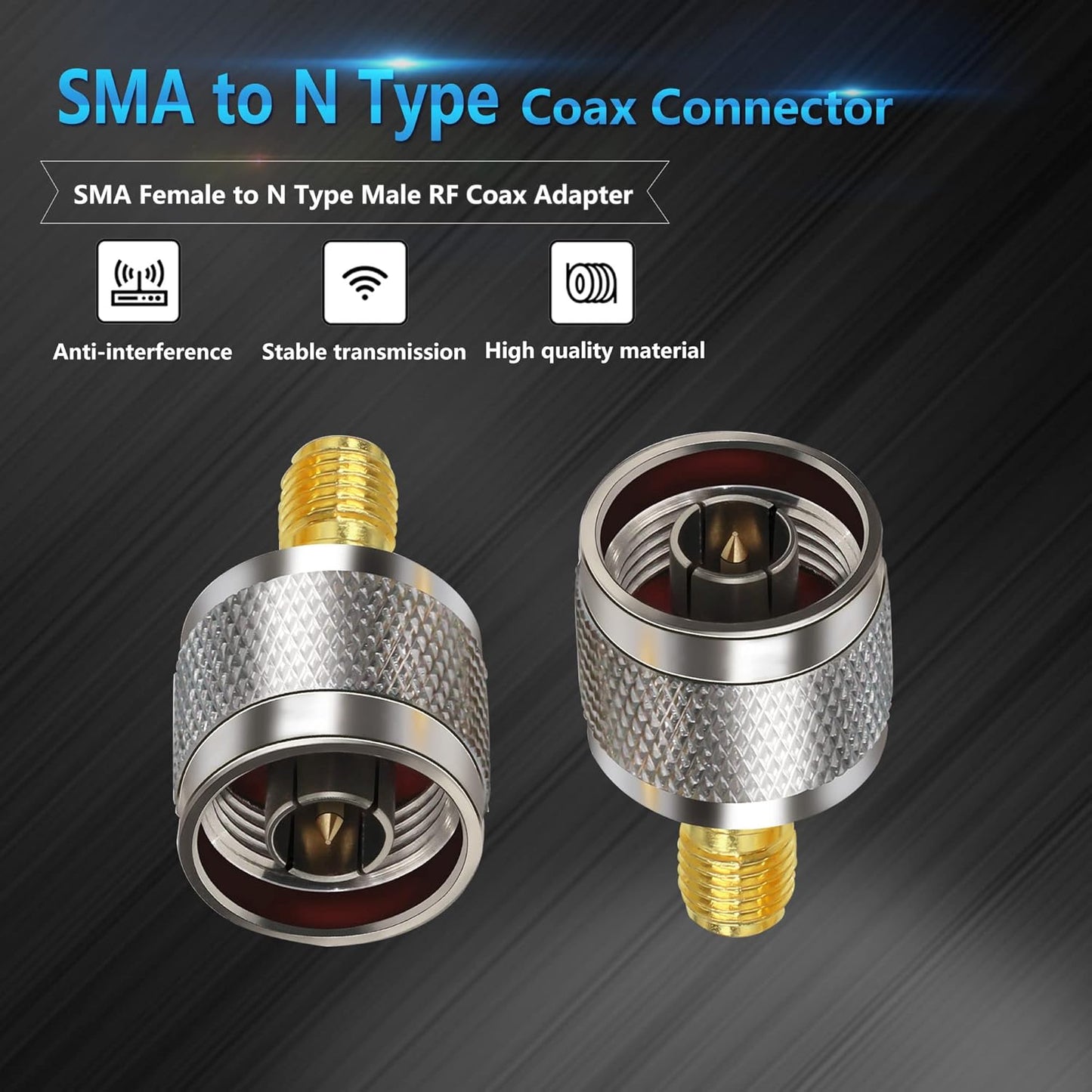 SMA Female to N Male RF Coax Adapter - Pack - 5