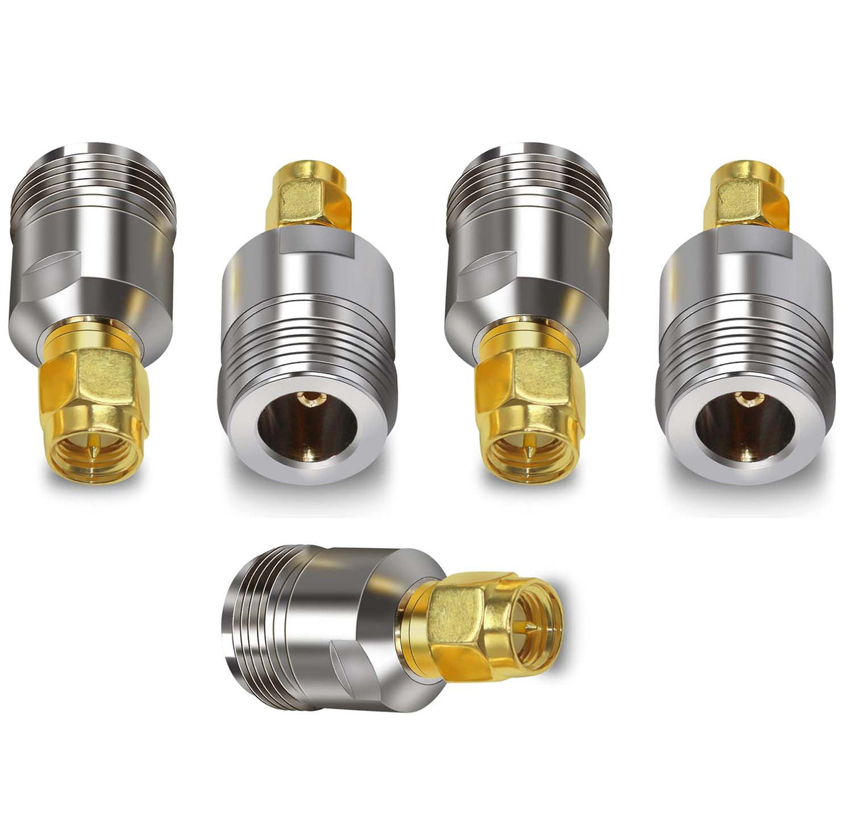 SMA Male to N Female RF Coax Adapter - Pack - 5