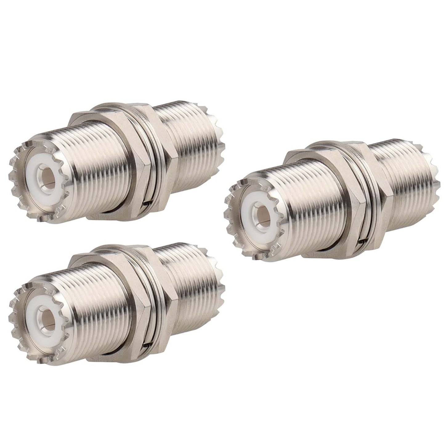 UHF Female to Female Nut Bulkhead Coax Adapter - Pack 3