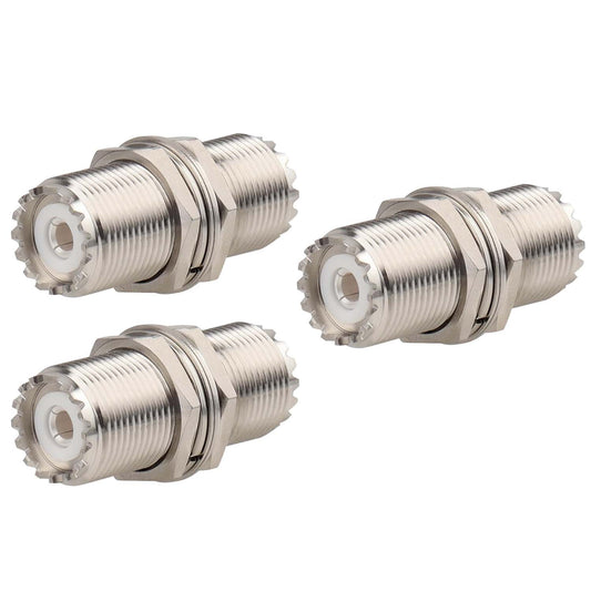 UHF Female to Female Nut Bulkhead Coax Adapter - Pack 3