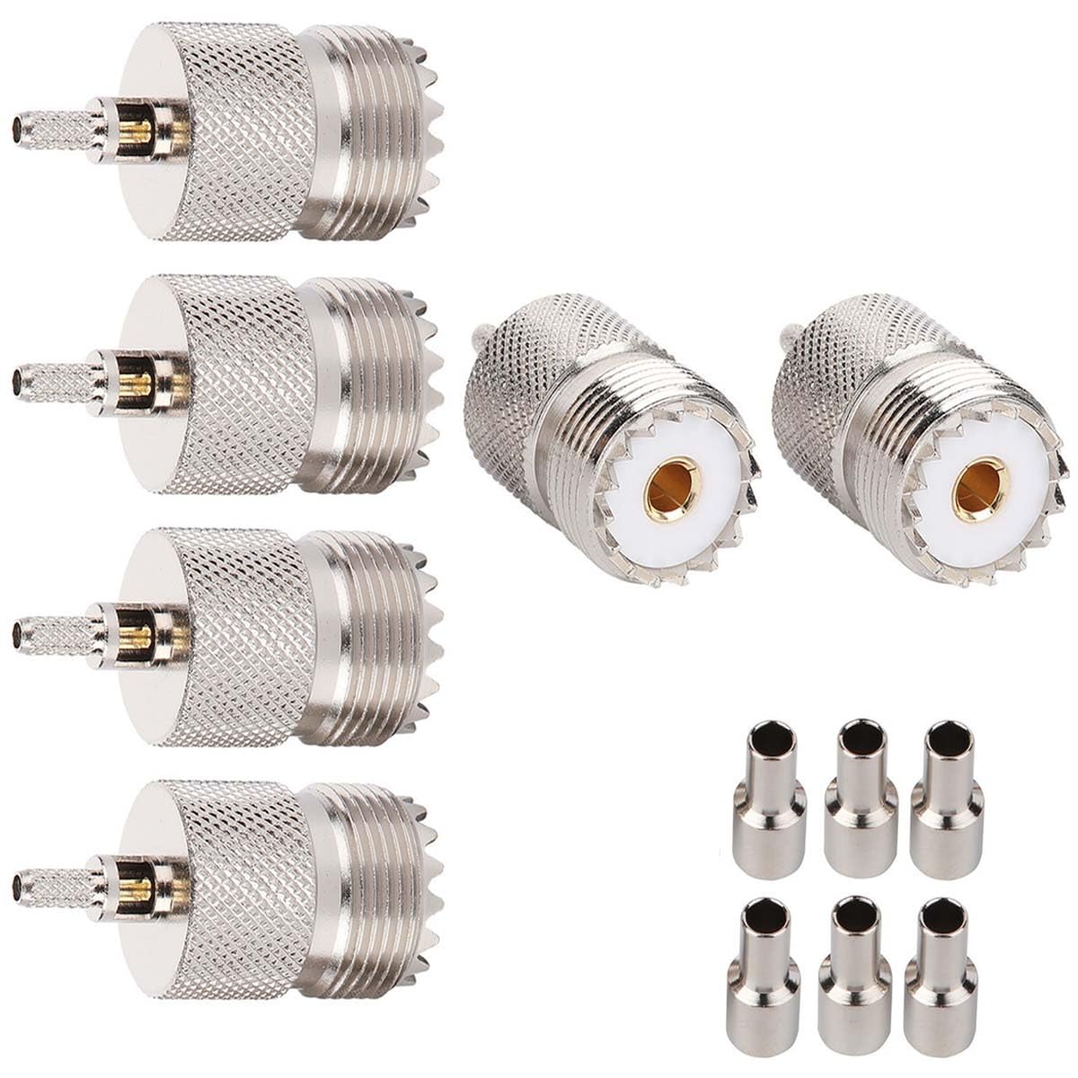 ABONIX SO239 PL259 UHF Female Crimp Connector for RG316 & RG179, Pack- 6