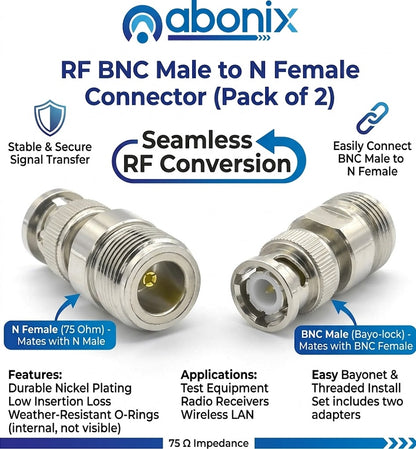 N Female To Bnc Male Connector Adapter Pack Of 2