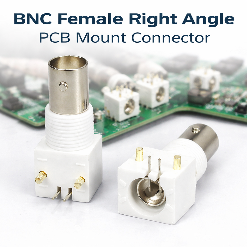ABONIX BNC Female Right Angle PCB Mount Connector, 50 Ohm Panel Jack Adapter, Pack- 4