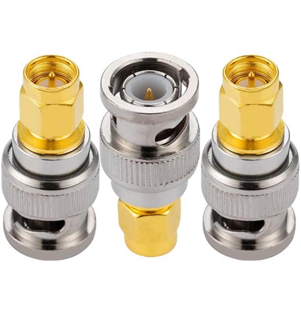 SMA Male to BNC Male Coax Adapter - Pack - 3