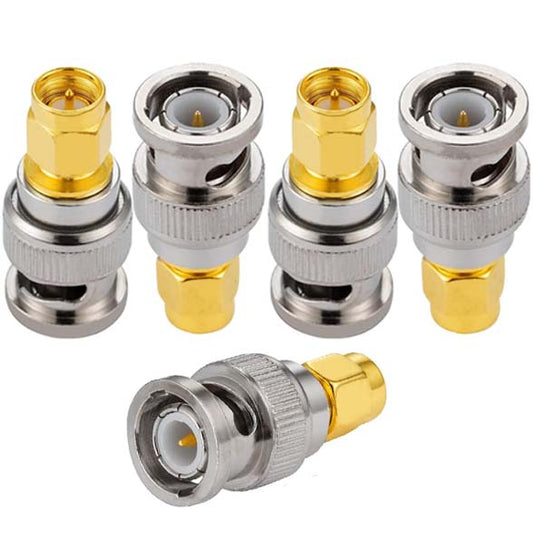SMA Male to BNC Male Coax Adapter - Pack - 5