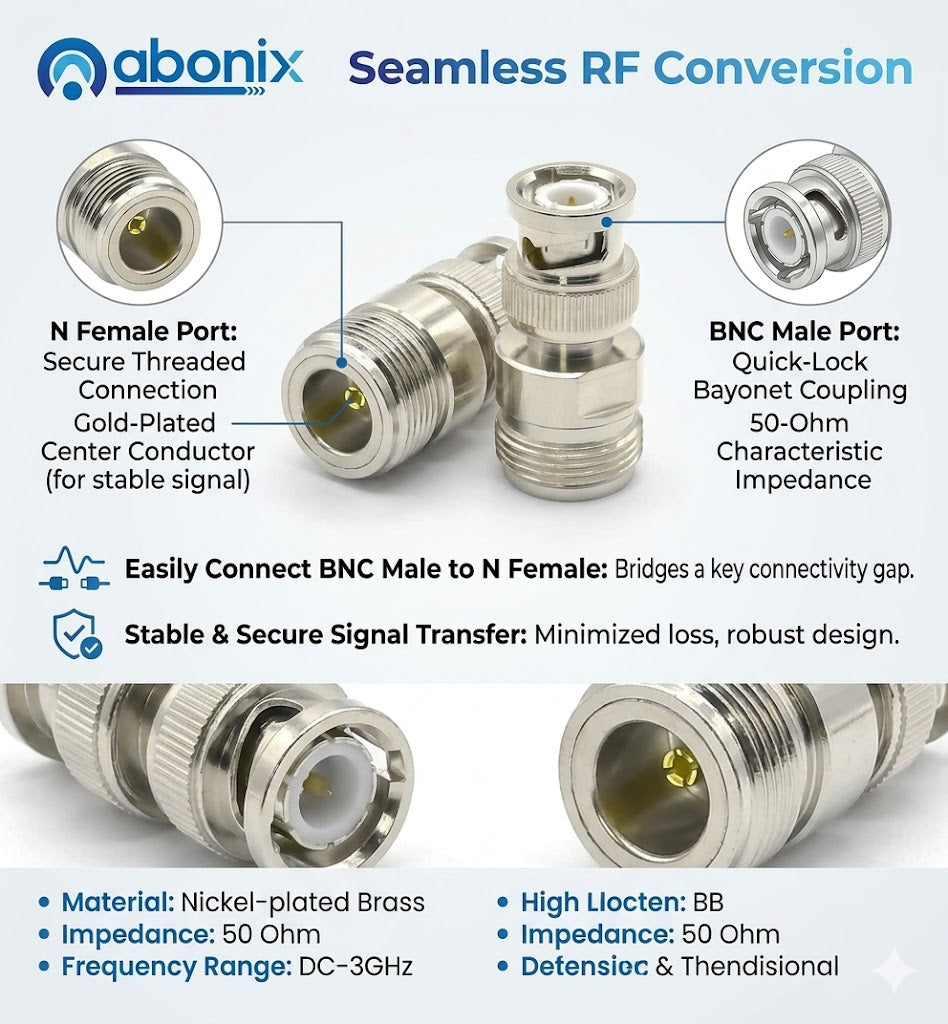 N Female To Bnc Male Connector Adapter Pack Of 2