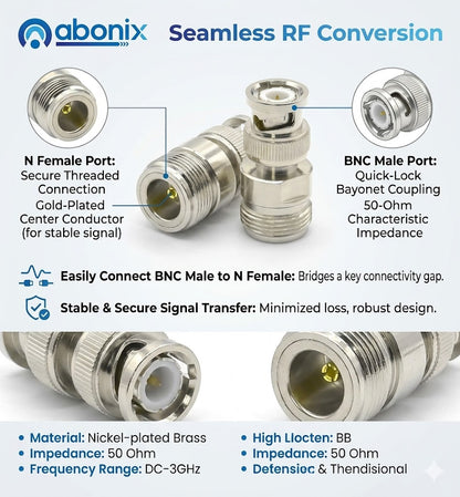 N Female To Bnc Male Connector Adapter Pack Of 2
