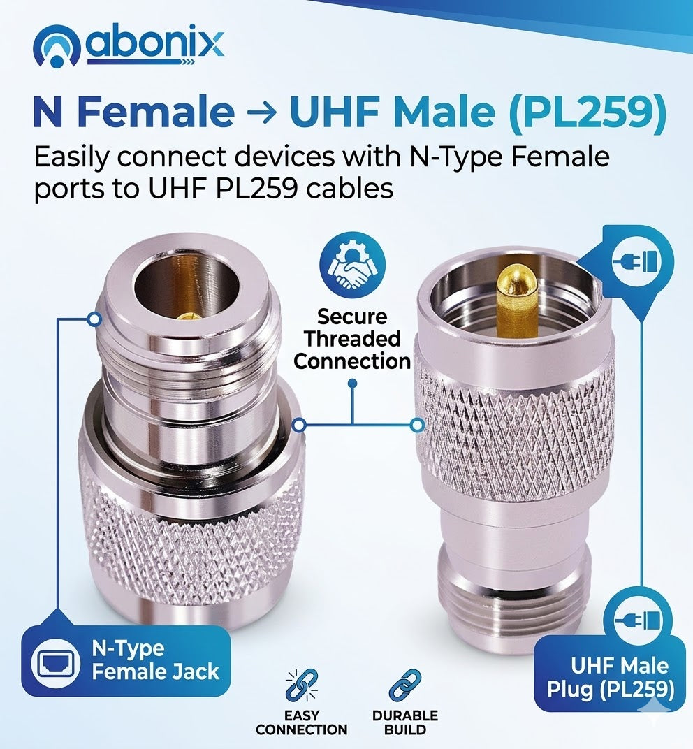 N-Type Female to UHF Male RF Coax Adapter - Pack - 4