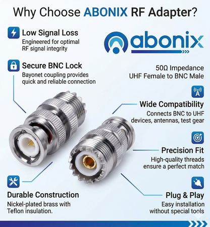 UHF Female to BNC Male Coax Adapter - Pack 2