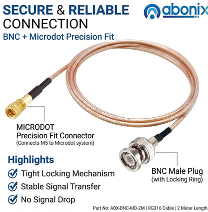 ABONIX RG316 BNC to M5 Microdot Cable 50Ohm Low Loss RF Coaxial Cable 3.3FT(1M)