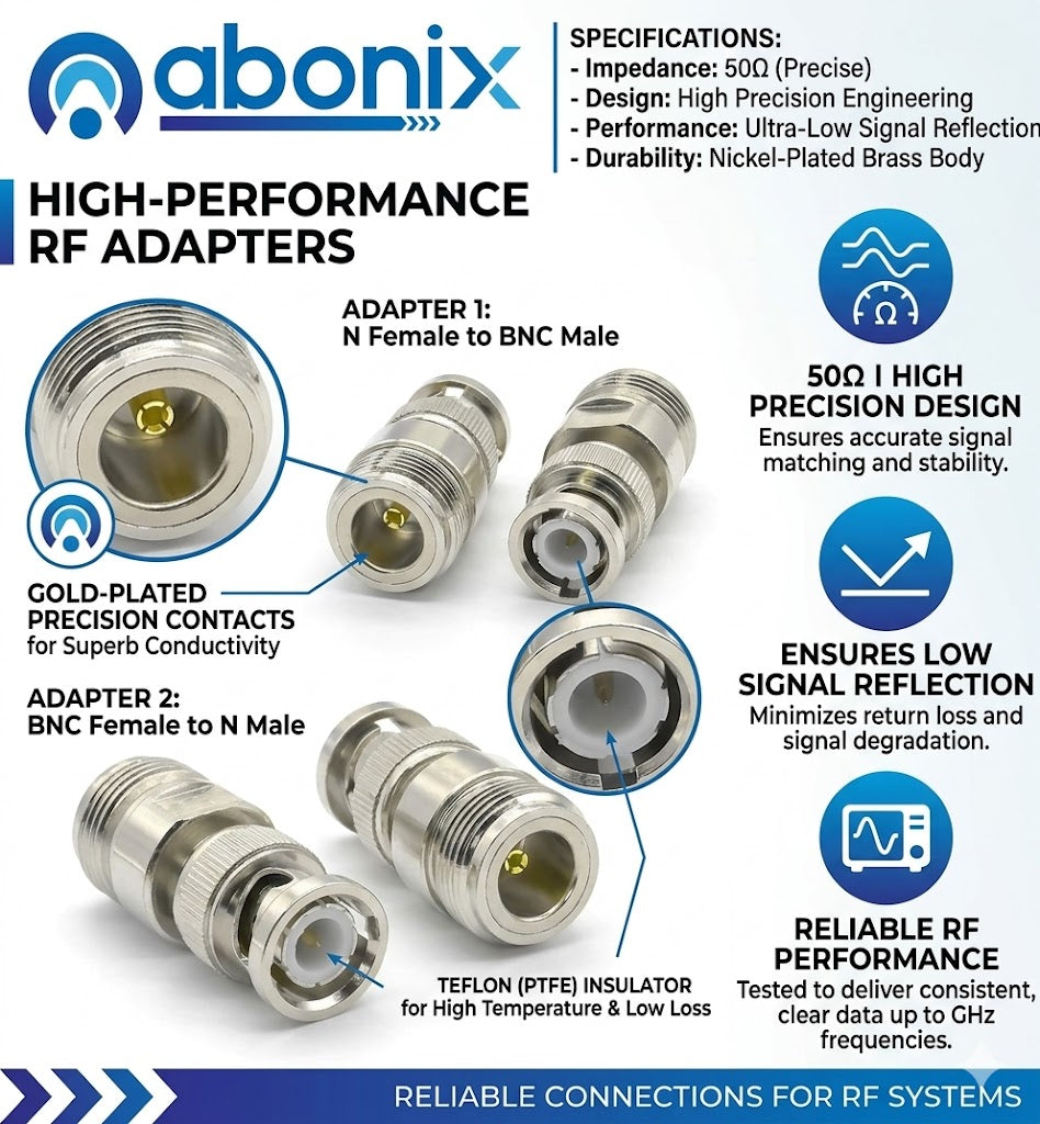N Female To Bnc Male Connector Adapter Pack Of 2