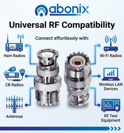 UHF Female to BNC Male Coax Adapter - Pack 2
