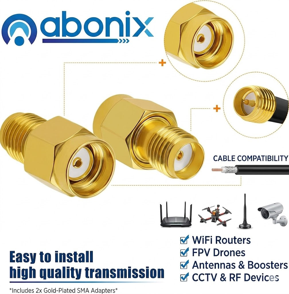 Rp Sma Male To Sma Female Coax Adapter Connector Pack Of 2