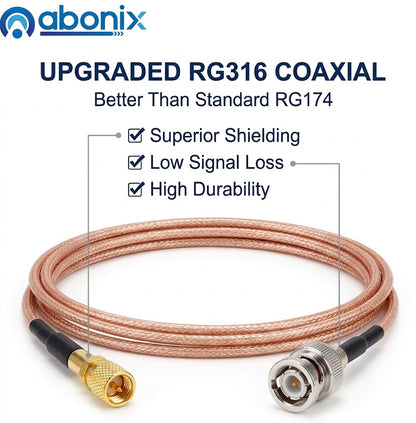 ABONIX RG316 BNC to M5 Microdot Cable 50Ohm Low Loss RF Coaxial Cable 3.3FT(1M)