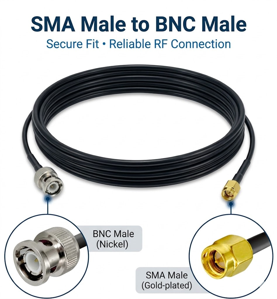 SMA Male to BNC Male RF Coaxial Cable RG174 30CM/12Inch -Pack -1