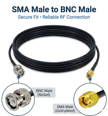 SMA Male to BNC Male RF Coaxial Cable RG174 30CM/12Inch -Pack -1