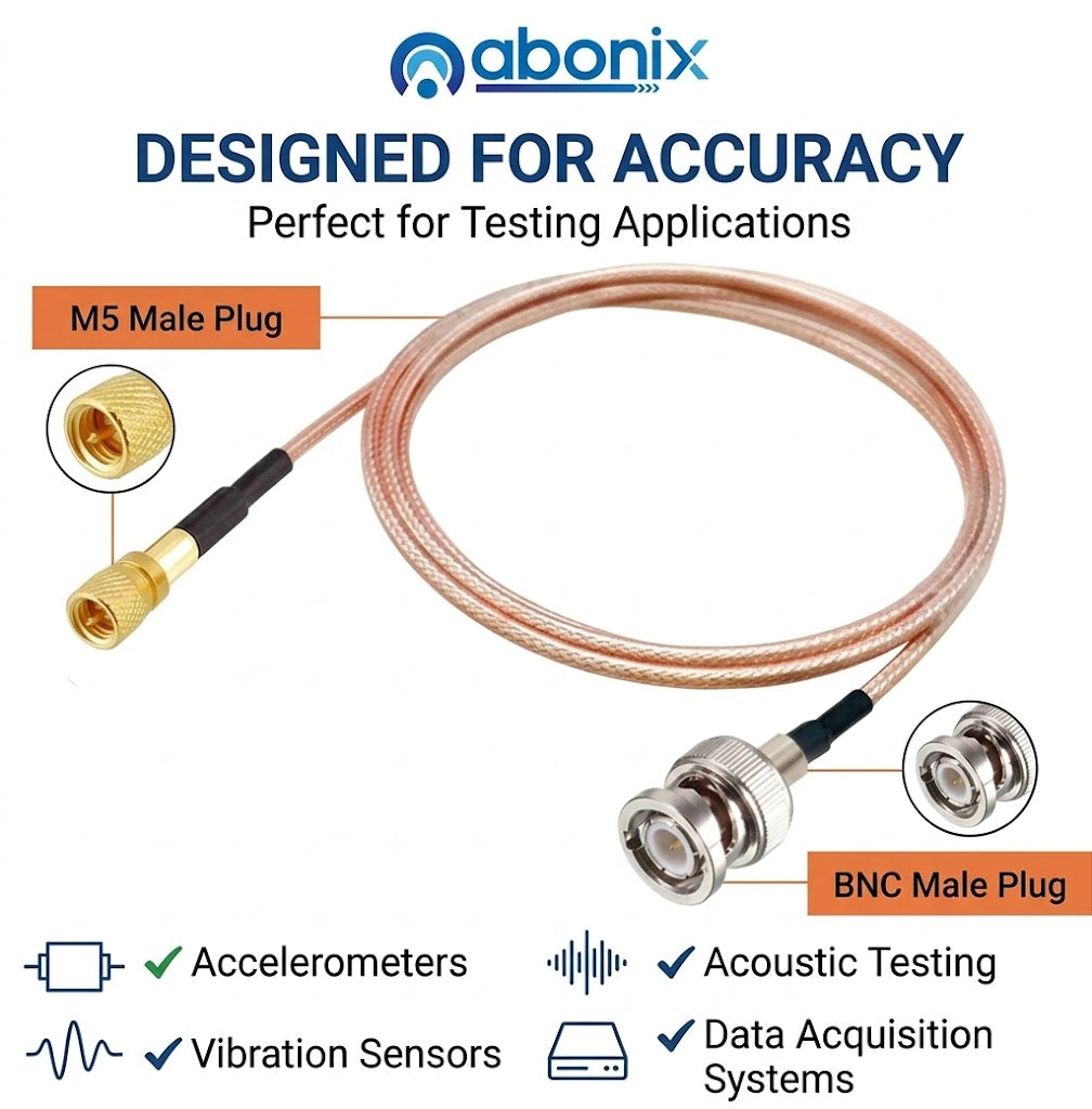 ABONIX RG316 BNC to M5 Microdot Cable 50Ohm Low Loss RF Coaxial Cable 3.3FT(1M)