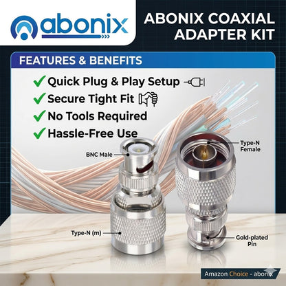 ABONIX BNC Male to N Male RF Coax Adapter Connector- Pack- 1